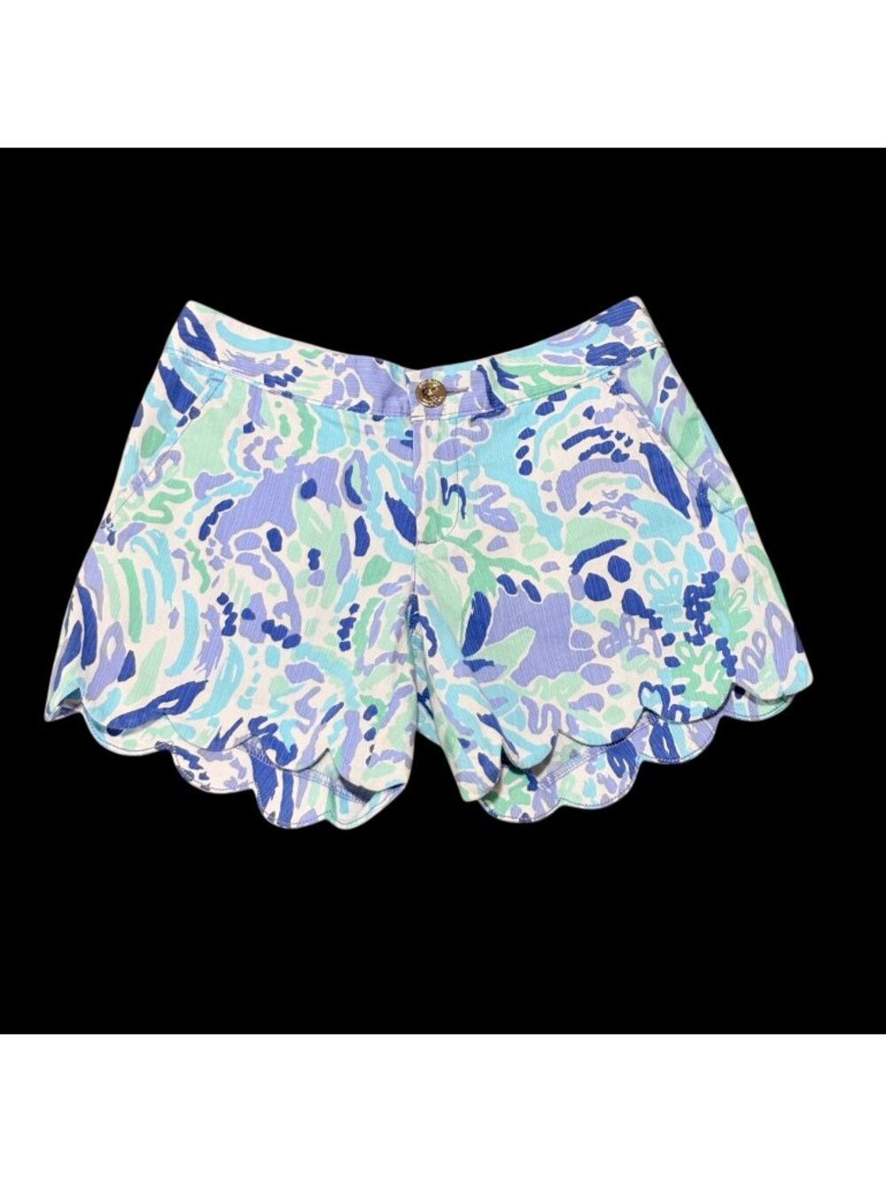 Lilly Pulitzer Buttercup Shorts Scalloped Hem Multi-Color Print Size 00 Cotton